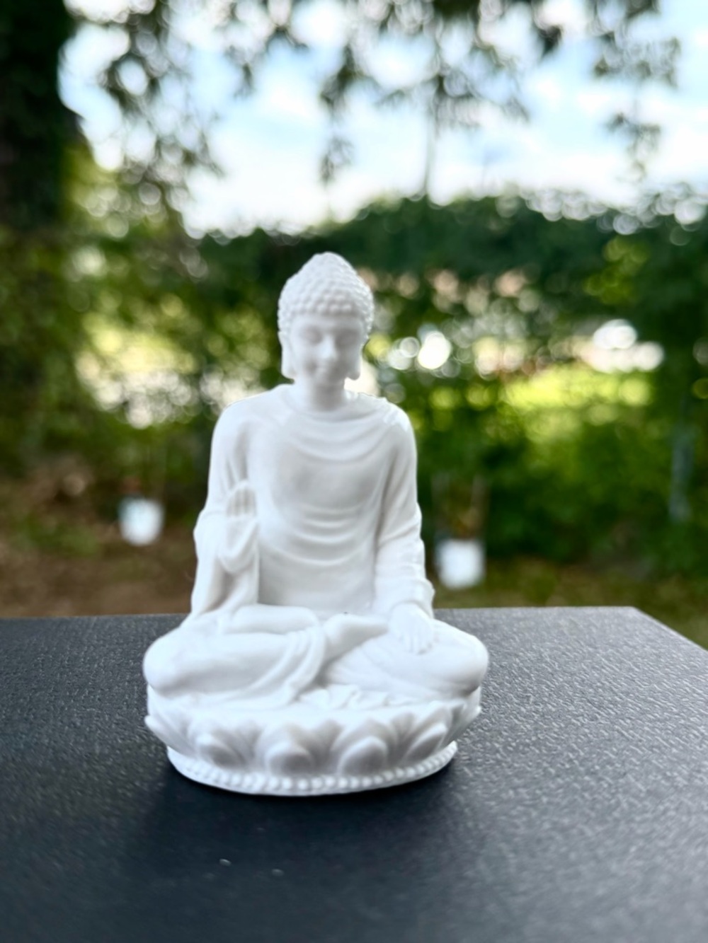 White Ceramic Seated Lotus Figurine